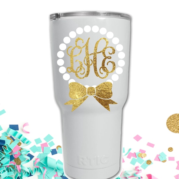 Sorority Monogram Decal: Pearls and Bows - Custom Colors Decal only