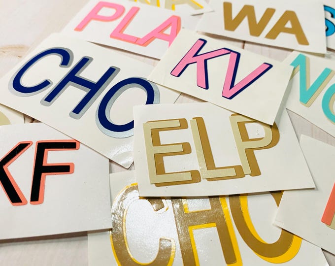 Double Layer Shadow Monogram Decal Sticker: Car window, Laptop, Journal, Tumbler