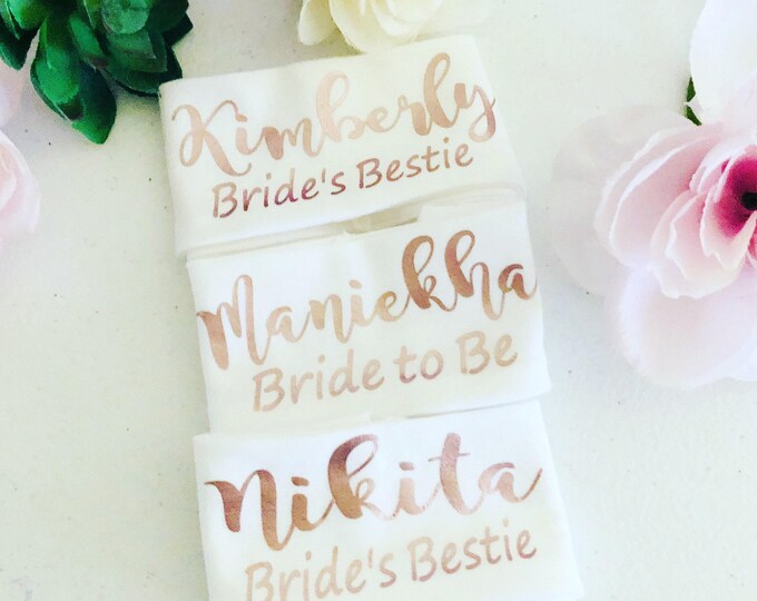Personalized bridesmaid headbands for spa day, yoga retreat bachelorette party, Gifts