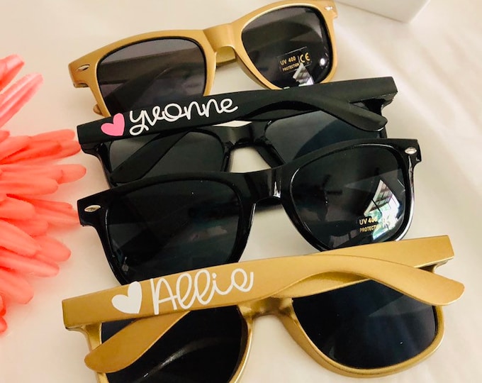 Personalized Sunglasses, Bridesmaid Gifts, Wedding favors for Guests in Bulk, Holiday Proposal Gifts