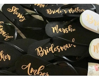 Personalized Bridal Party Flip Flops, Custom Wedding Reception Sandals