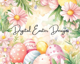 Easter Clip Art Bundle: Highland Cow, Toile Bunny (Digital Download)