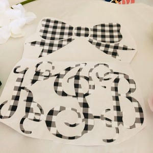 Monogram Bow Decal: Buffalo Plaid Pattern (Custom Sizes) image 1