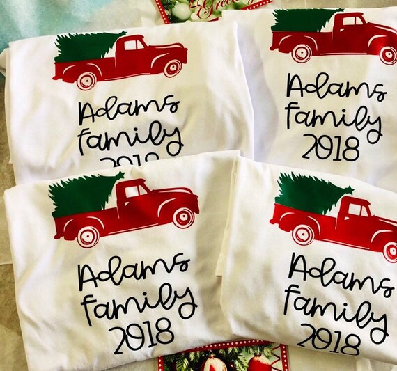 Matching Family Christmas Shirts, Glitter Tree Truck Shirt