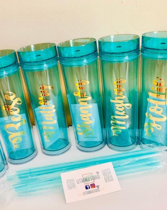 Personalized Mint Tumbler Set: Bridesmaid Proposal Gift, Bachelorette Party Favor