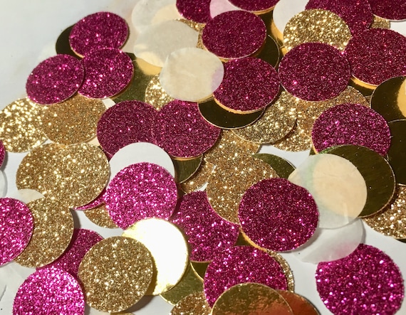 Hot Pink and Gold Glitter Confetti, Party Table Decor