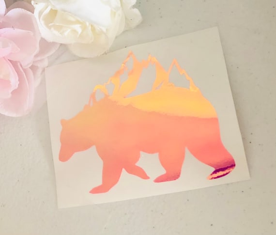 Holographic Bear Mountain Decal (Personalized Name or Monogram)
