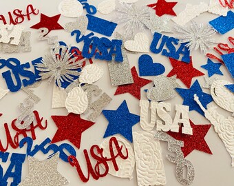 America 250 Confetti, Red White Blue Patriotic table scatter, 4th of July Party