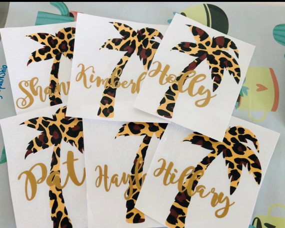 Leopard Palm Tree Name Decal: Personalized Tropical Sticker