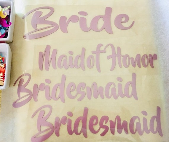 Bridal Party Iron On: Rose Gold Names and Titles - Personalized