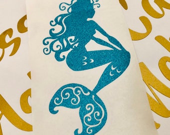 Glitter Mermaid decal gift for girl, Car window sticker, Gifts