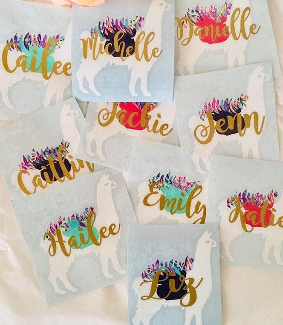 Llama Decal: Boho Vinyl Sticker (Personalized Name Option)