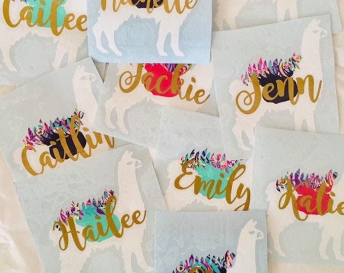 Llama Decal: Boho Vinyl Sticker (Personalized Name Option)