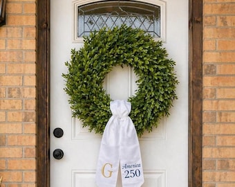 Wreath Sash printed with name, Patriotic wreath sash for door