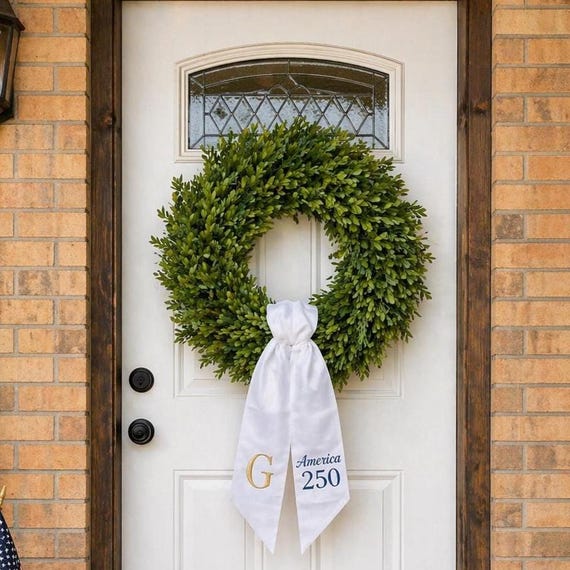 Wreath Sash printed with name, Patriotic wreath sash for door
