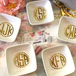 Monogram Jewelry dish gift for Bridesmaids, Personalized Earring holder, Holiday Proposal Gifts