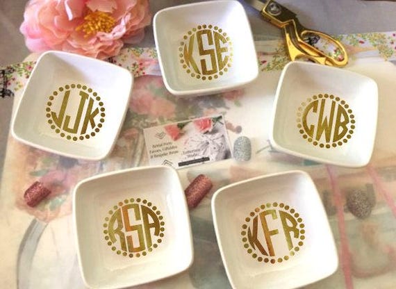 Monogram Jewelry dish gift for Bridesmaids, Personalized Earring holder, Holiday Proposal Gifts