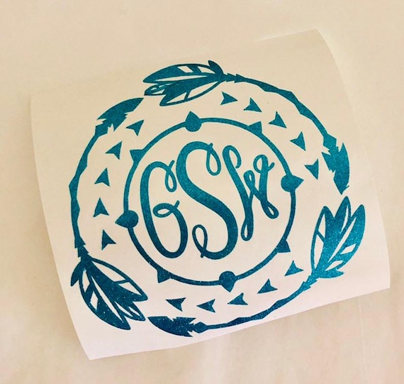 Boho Arrow Monogram Decal: Personalized Vinyl Sticker for Cups