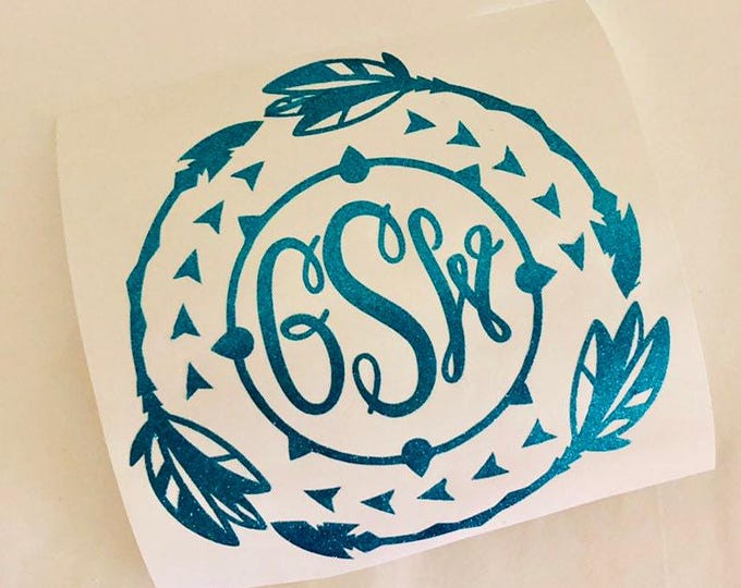 Boho Arrow Monogram Decal: Personalized Vinyl Sticker for Cups