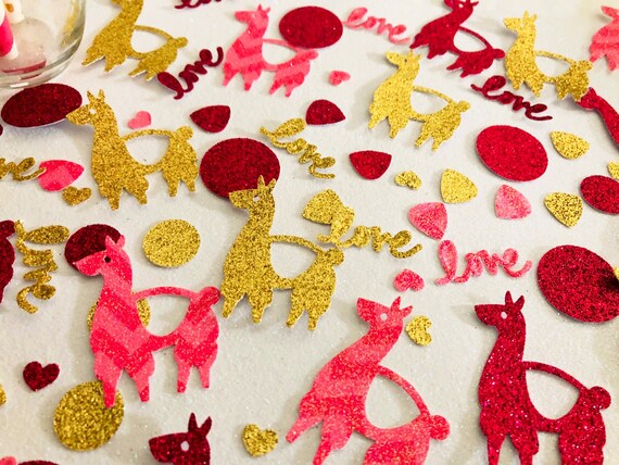 Llama Confetti, Holiday table decor, Birthday party Confetti, Paper Strawss, Gifts