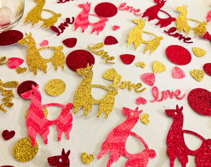 Llama Confetti, Holiday table decor, Birthday party Confetti, Paper Strawss, Gifts