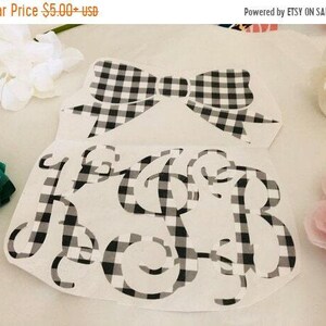 Monogram Bow Decal: Buffalo Plaid Pattern (Custom Sizes) image 2