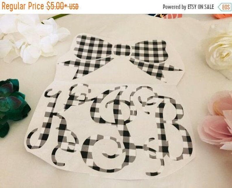 Monogram Bow Decal: Buffalo Plaid Pattern (Custom Sizes) image 2