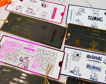Custom Laminated Bookmarks with Tassel | Personalized Reading Pass, Foiled Book Club Bookmark