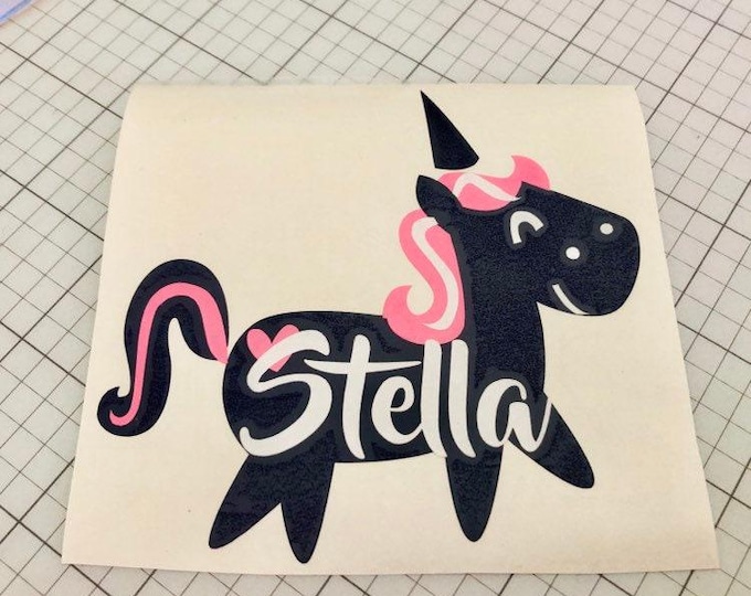 Unicorn Decal: Custom Name Vinyl Sticker (Kids Cup or Laptop)
