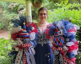Patriotic Teardrop Swag Wreath or Bow,  Summer Door Decor