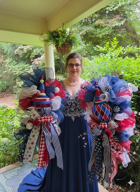 Patriotic Teardrop Swag Wreath or Bow,  Summer Door Decor