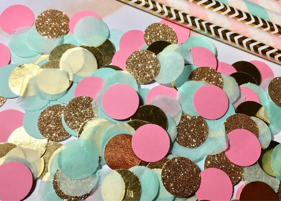 Pastel Confetti, Gold Glitter, Unicorn Party Decor
