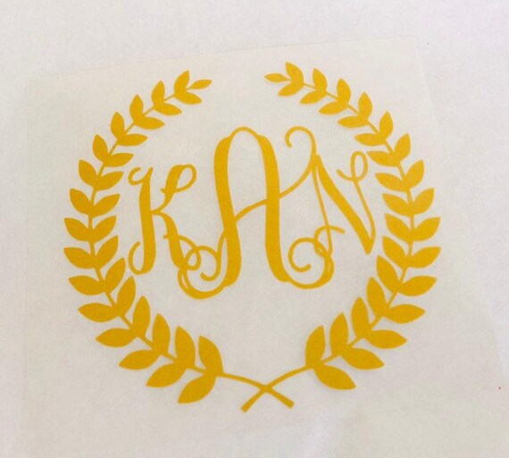 Wedding Wreath Monogram Decal: Heat Transfer Vinyl Iron-On