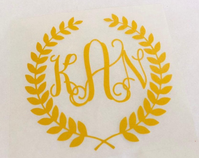 Wedding Wreath Monogram Decal: Heat Transfer Vinyl Iron-On