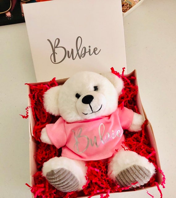 Personalized Stuffed Bear with Pink Tee: Junior Attendant Gift under 30 dollars