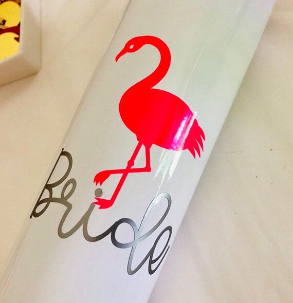 Flamingo Vinyl Decal, Personalized Bridesmaid Design (Multiple Sizes)