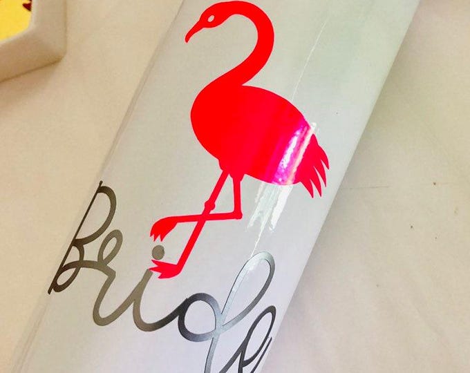 Flamingo Vinyl Decal, Personalized Bridesmaid Design (Multiple Sizes)
