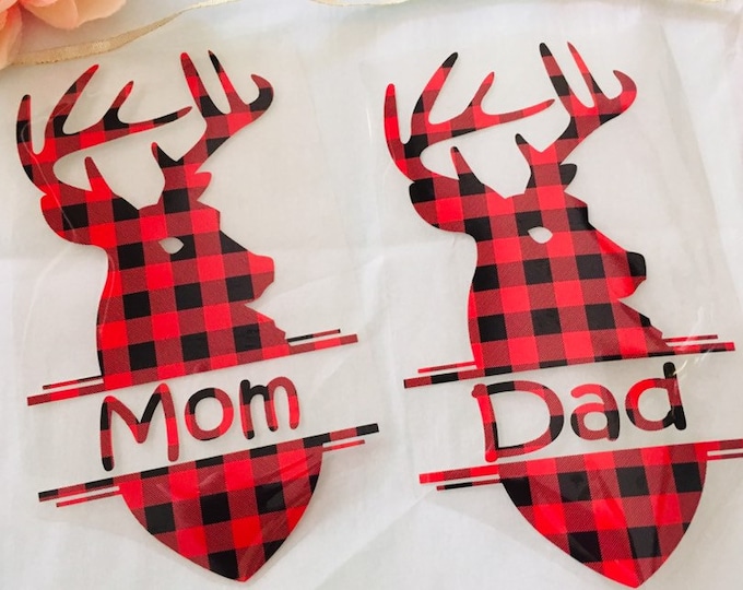 Buffalo Plaid Deer Iron On: Personalized Christmas Shirt Design