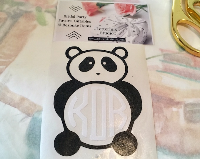 Panda Monogram Decal: Custom Initials, Dorm and Car Sticker