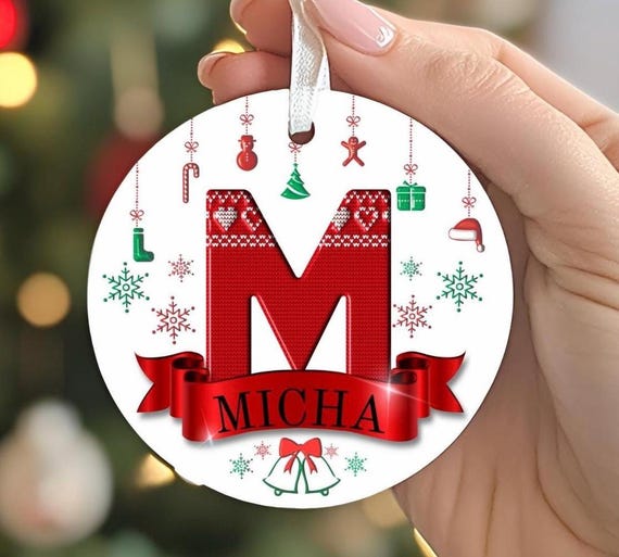 Initial  and Name Christmas Ornament