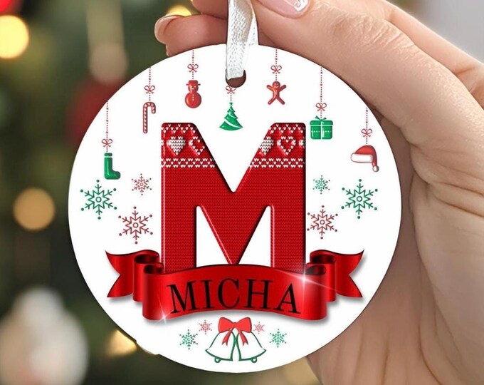 Initial  and Name Christmas Ornament