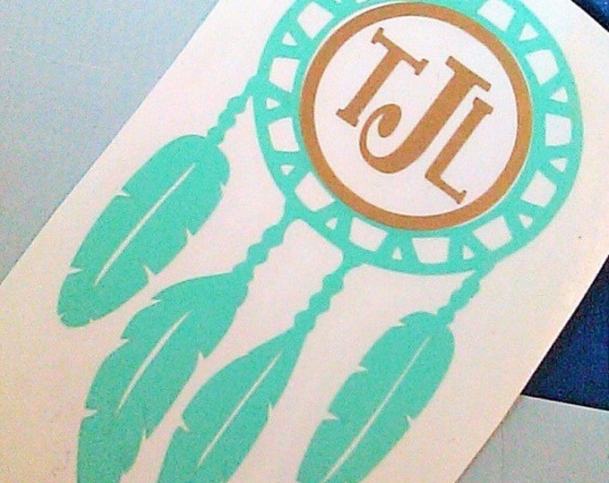 Dreamcatcher Vinyl Decal: Boho Style Personalized Sticker (Monogram Available)