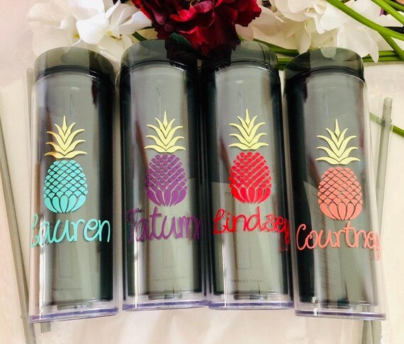 Personalized Bridesmaid Proposal Tumblers: Pineapple Design
