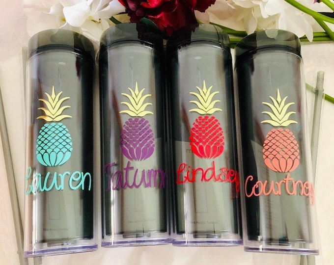 Personalized Bridesmaid Proposal Tumblers: Pineapple Design