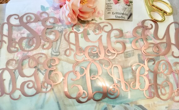 Bridal Party Iron On Decal, Rose Gold Monogram (DIY Shirt Vinyl)