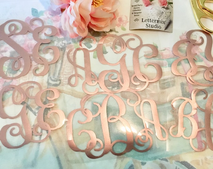 Bridal Party Iron On Decal, Rose Gold Monogram (DIY Shirt Vinyl)