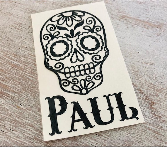 Custom Skull Vinyl Decal - Name Sticker for Cups and Cars