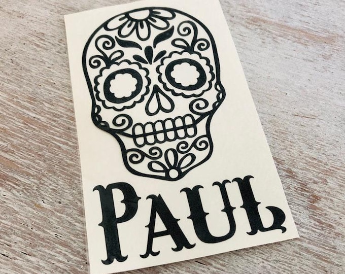 Custom Skull Vinyl Decal - Name Sticker for Cups and Cars