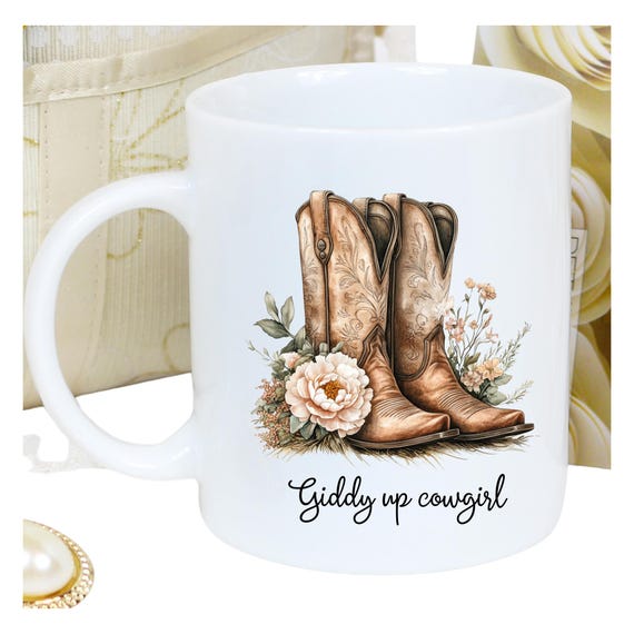 Cowgirl Boots Ceramic Coffee Mug, Western Gift