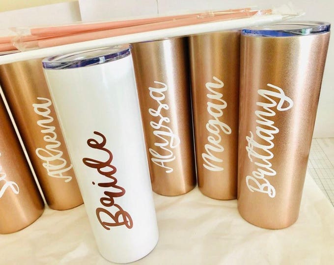Personalized Bridesmaid Tumblers Stainless Steel, Matching Bridal Party Cupss, Gifts